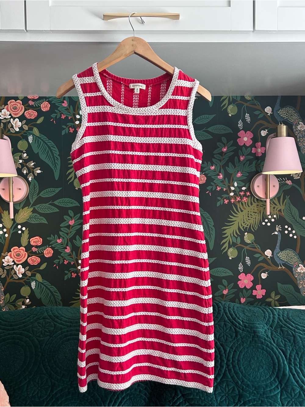 Max Studio Hot Pink and White Striped Knit Tank Dress